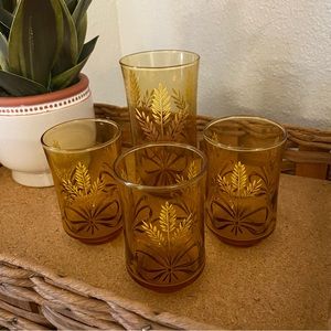 Vintage Libbey Amber/Gold Bounty Glasses